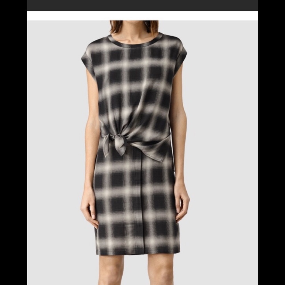 All saints heny check dress black/white size 6